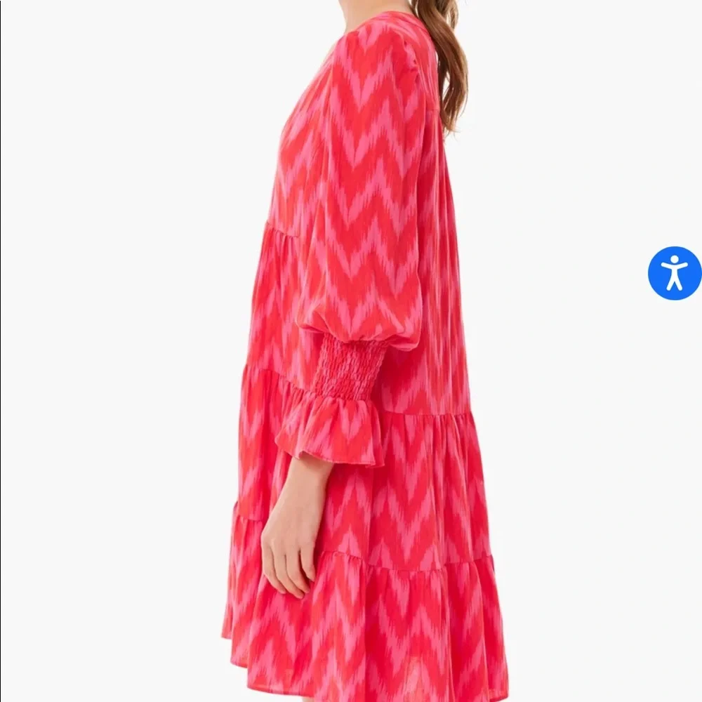 NWOT Tuckernuck Pomander Place Hot Pink Ikat Kenzo Dress, M - Picture 6 of 9